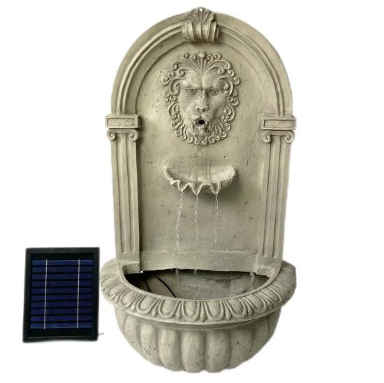 Classic Lon Head Solar Wall Water Fountain Battery Backup